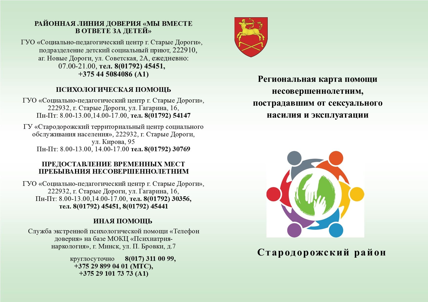 Региональная карта, Стародорожский район